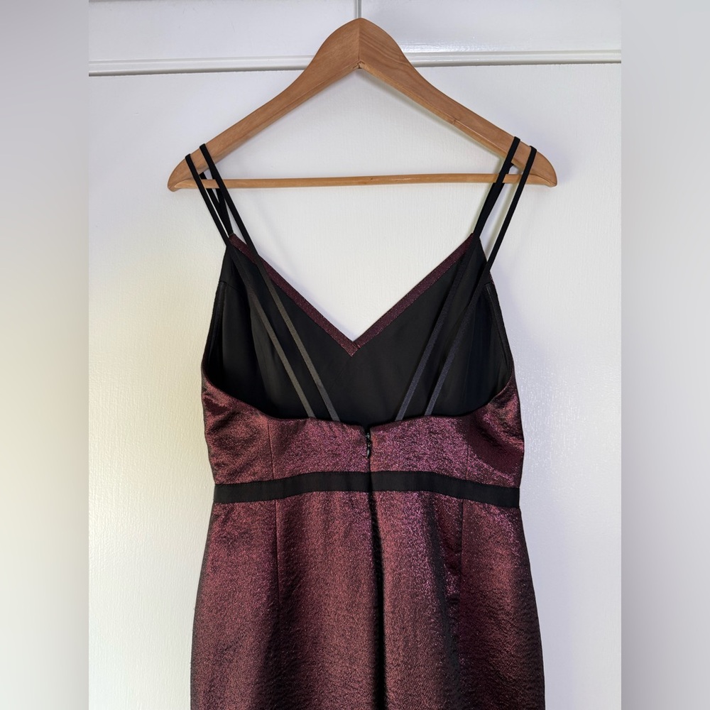 New! CINQ à SEPT 5 à 7 Soleil Metallic Dress in Cherry Spaghetti Straps Size 4 - Picture 8 of 14